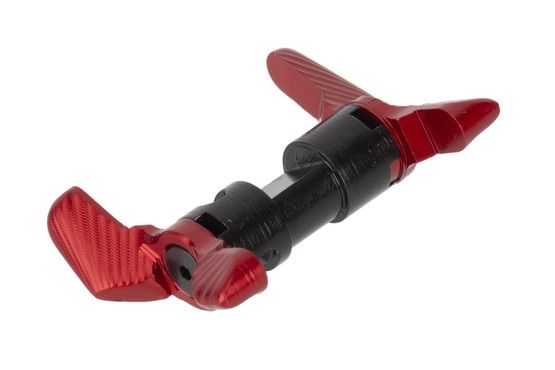 Odin Works modular ambidextrous AR-15 safety selector switch with red anodized finish can be assembled in any of 8 configurations.